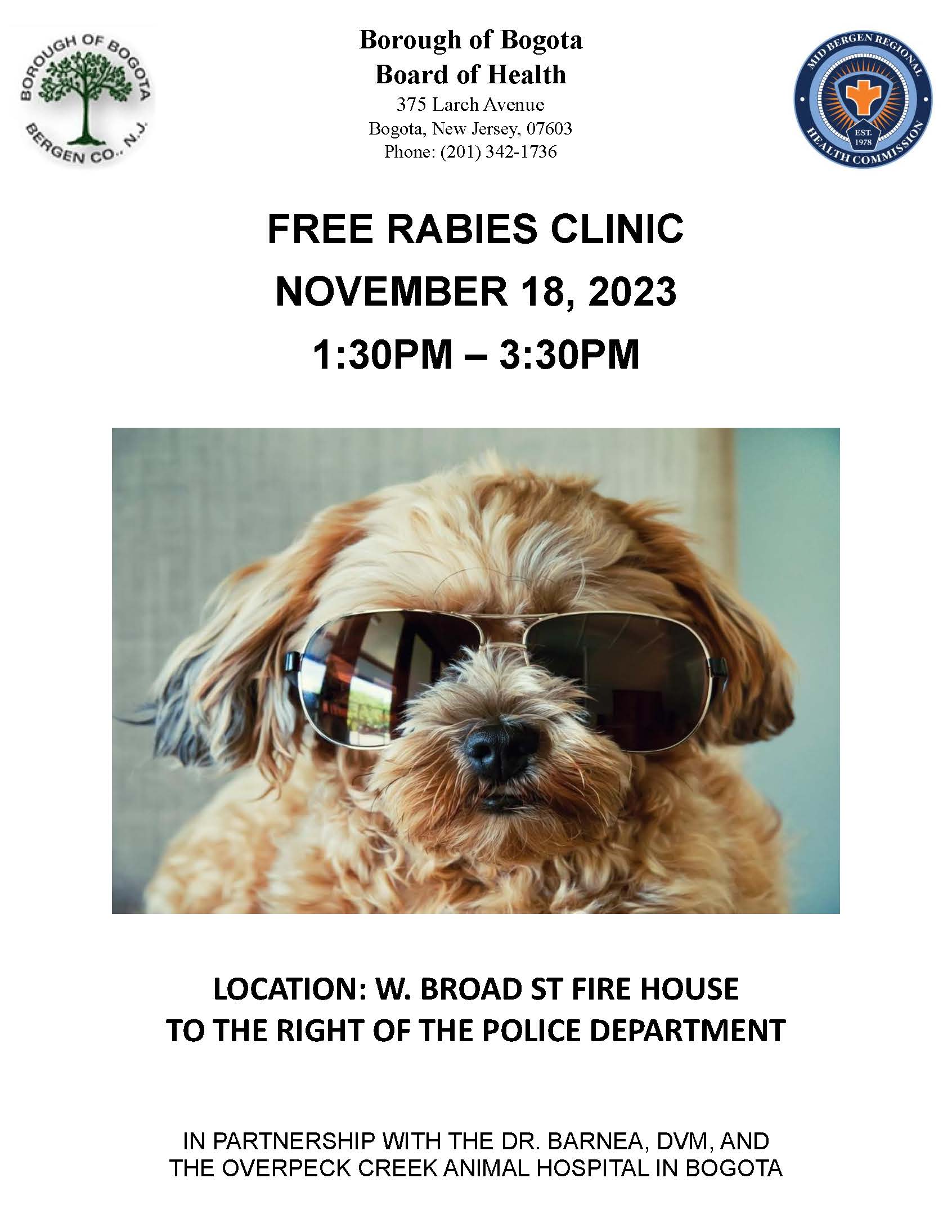 FREE RABIES CLINIC NOVEMBER 2023